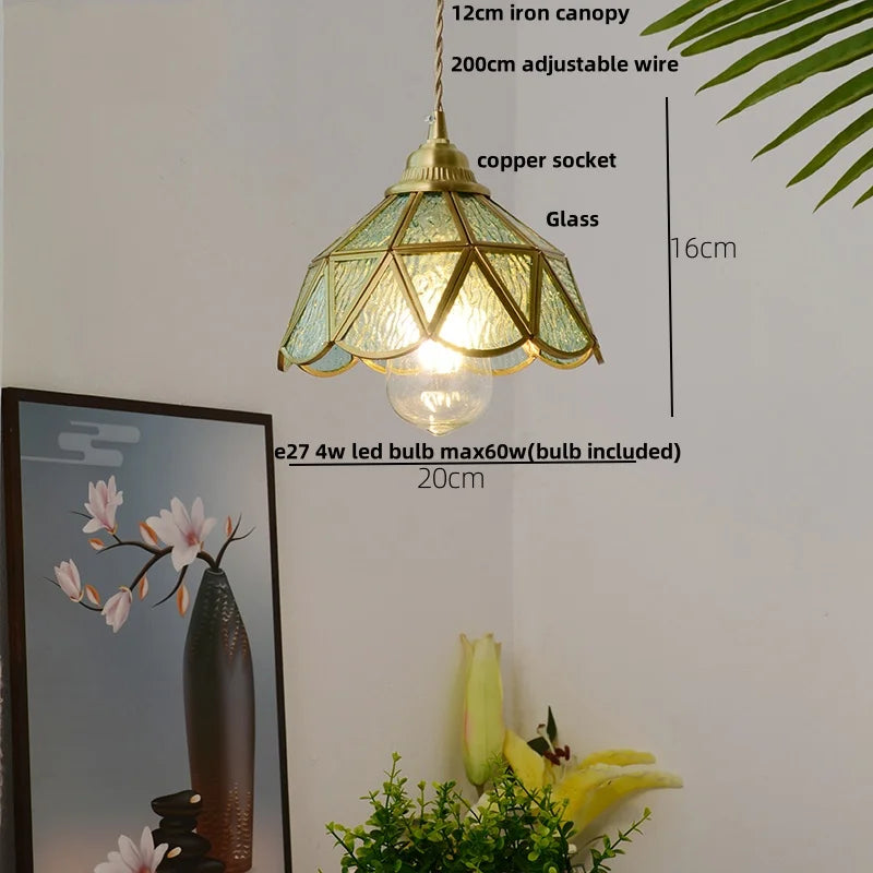 DecorBites™ Blue Glass LED Pendant Lamp - Nordic Modern Hanging Light