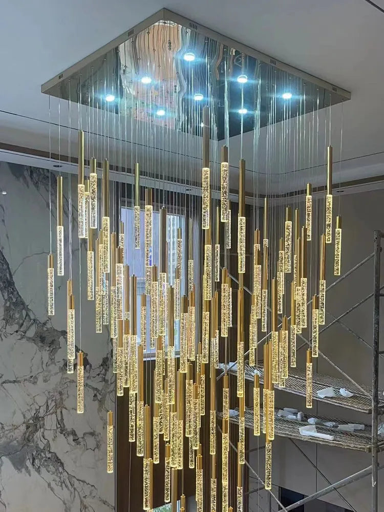 ثريا كريستال فاخرة كبيرة LED من DecorBites™ لغرفة المعيشة - مصابيح معلقة مخصصة