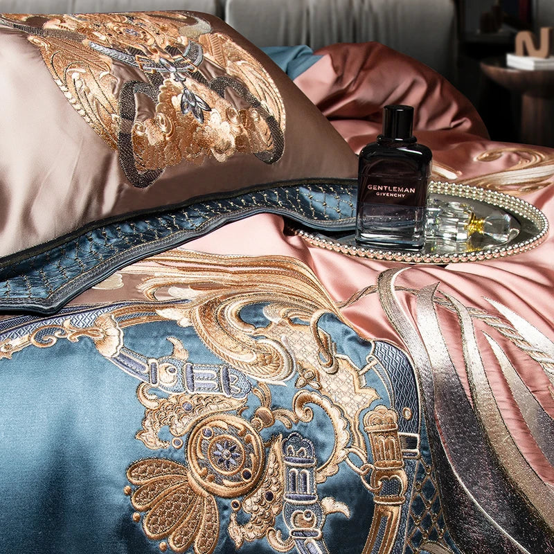 DecorBites™ 1500TC Egyptian Cotton Jacquard Bedding Set for Queen King Bed