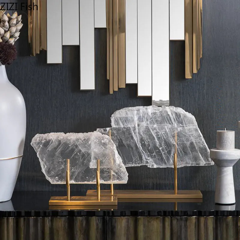 حلية كريستالية على شكل سمكة ذهبية من DecorBites™ لتزيين المنزل، تمثال معدني