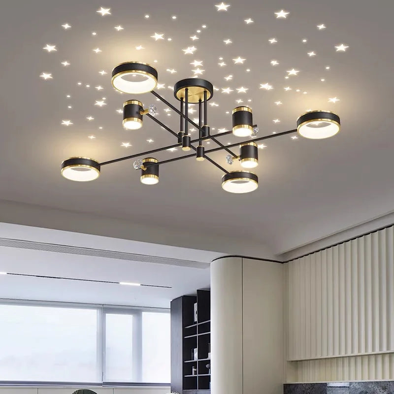 DecorBites™ ثريا LED: مصباح سقف ذكي حديث بجهاز تحكم عن بعد لغرفة المعيشة وغرفة النوم وغرفة الطعام والمطبخ