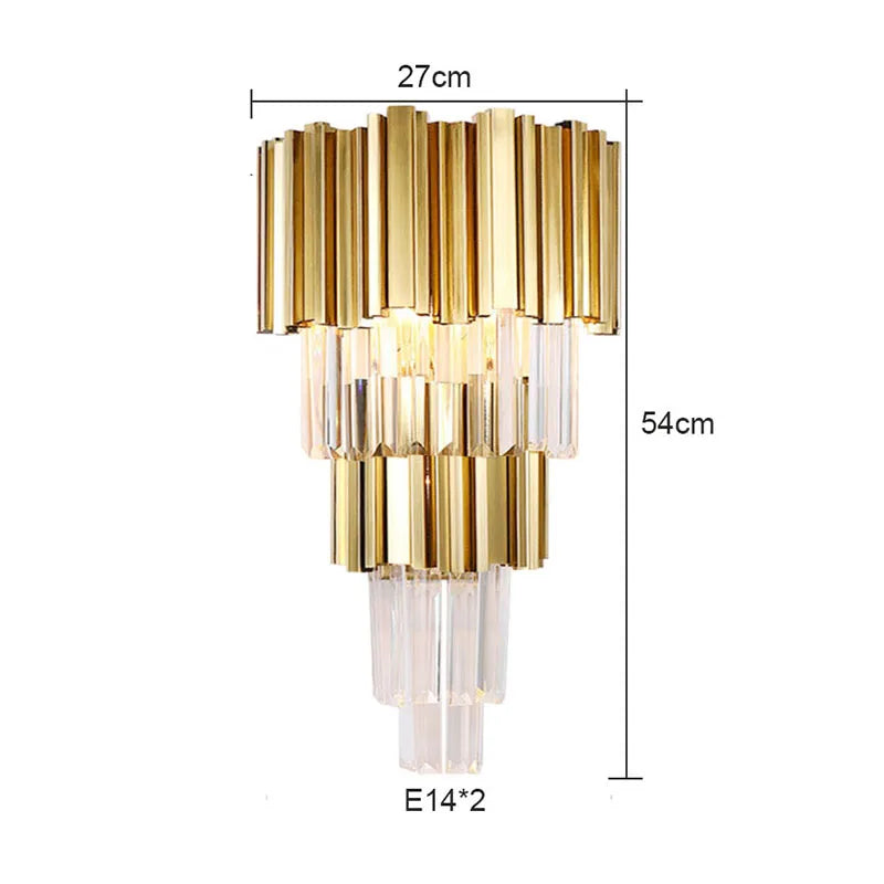 مصباح حائط DecorBites™ الذهبي الكريستالي مع إضاءة LED لإضاءة المنزل