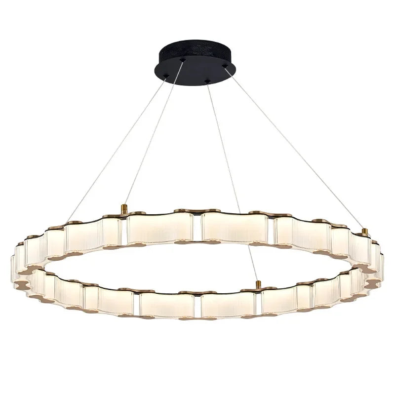ثريا LED من DecorBites™: مصباح معلق عصري، أكريليك، حلقات دائرية لغرفة الطعام والمطبخ