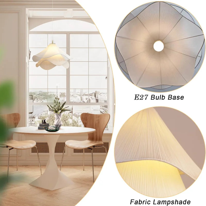 Modern Flower Fabric Pendant Light With Warm Glow