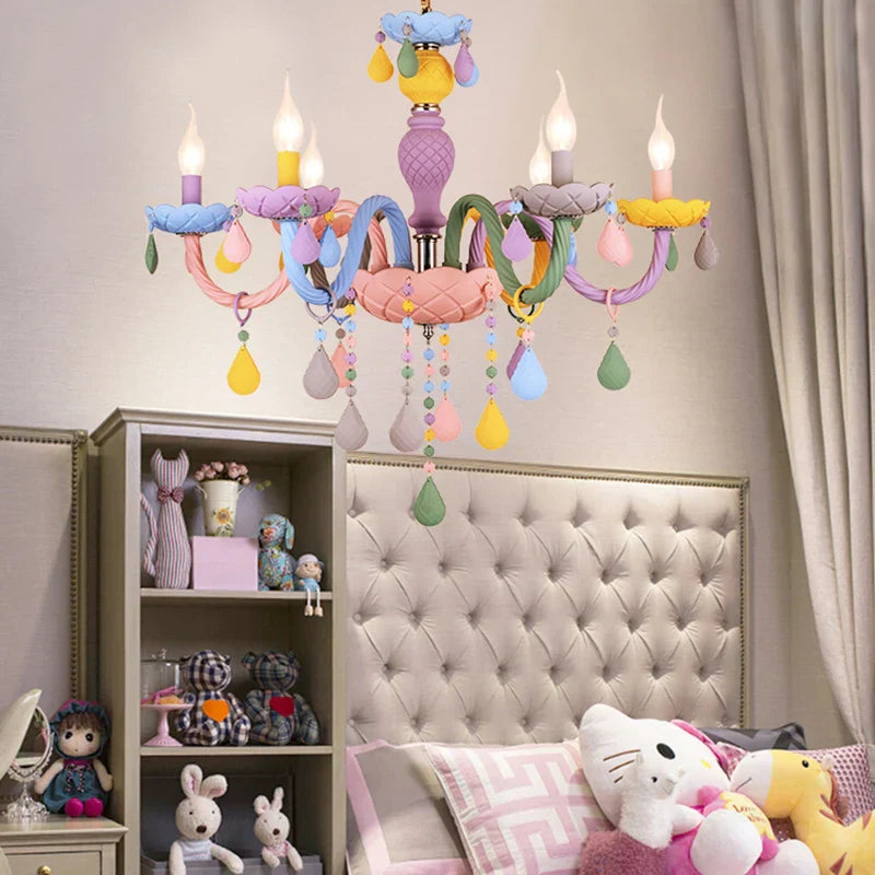 DecorBites™ Crystal Chandelier: Modern Macaron Color Children Room Luminaire