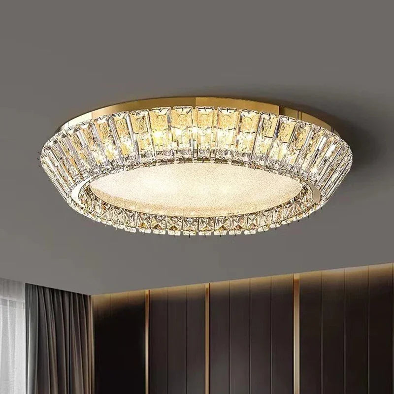 مصباح سقف LED من الكريستال الذهبي من DecorBites™ لغرفة الطعام والمعيشة