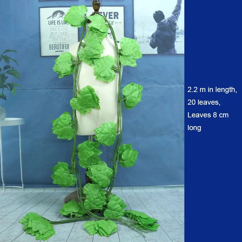 DecorBites™ 12 قطعة 2.2 متر من نبات اللبلاب الأخضر المتدلي للزينة على الحائط من النباتات الاصطناعية