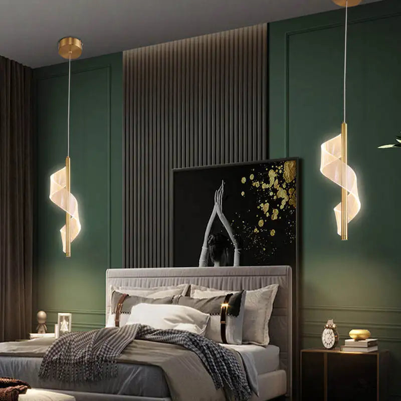 DecorBites™ Acrylic Spiral Pendant Lamp Bedroom Living Room Modern Nordic Drop Hanging Light