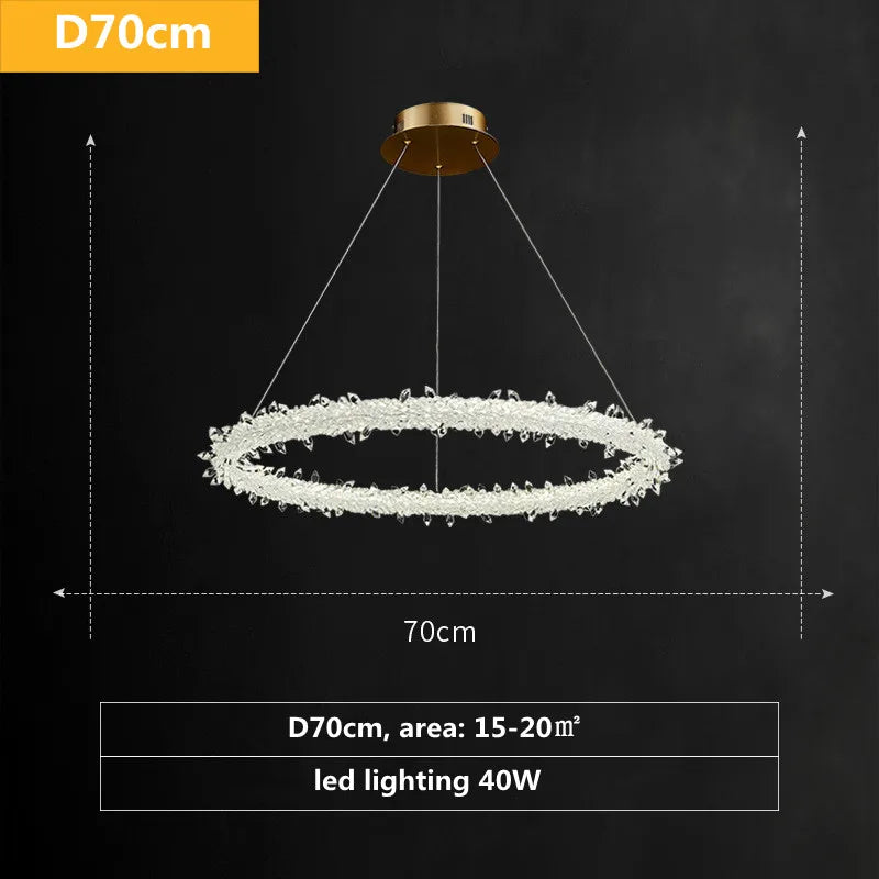 مصباح معلق كريستالي فاخر من DecorBites™ - مصباح دائري LED قابل للتعتيم بتصميم آرت ديكو