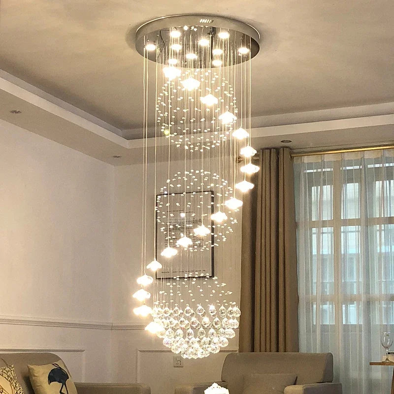 DecorBites™ Crystal Hanging Chandelier Indoor Lighting Fixture for Staircase Room Decor