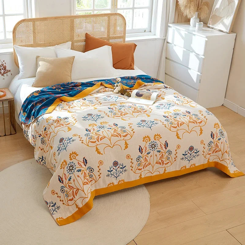 DecorBites™ Cotton Gauze Air-Conditioning Blanket - Luxury European Leisure Blanket