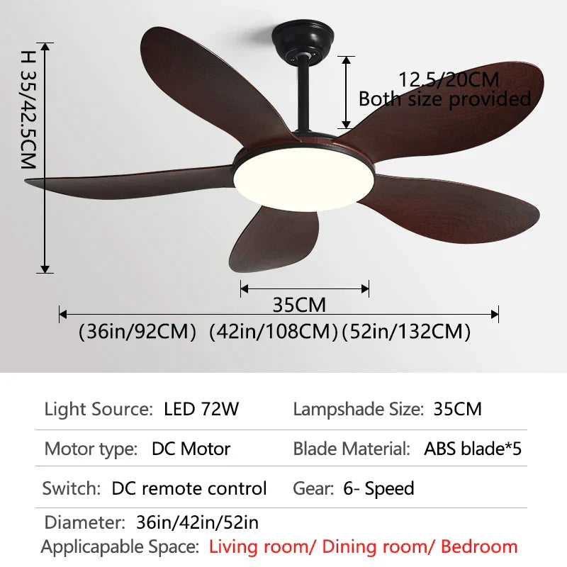 DecorBites™ Black DC Ceiling Fan Light Strong Wind Indoor Electric Fan 2023