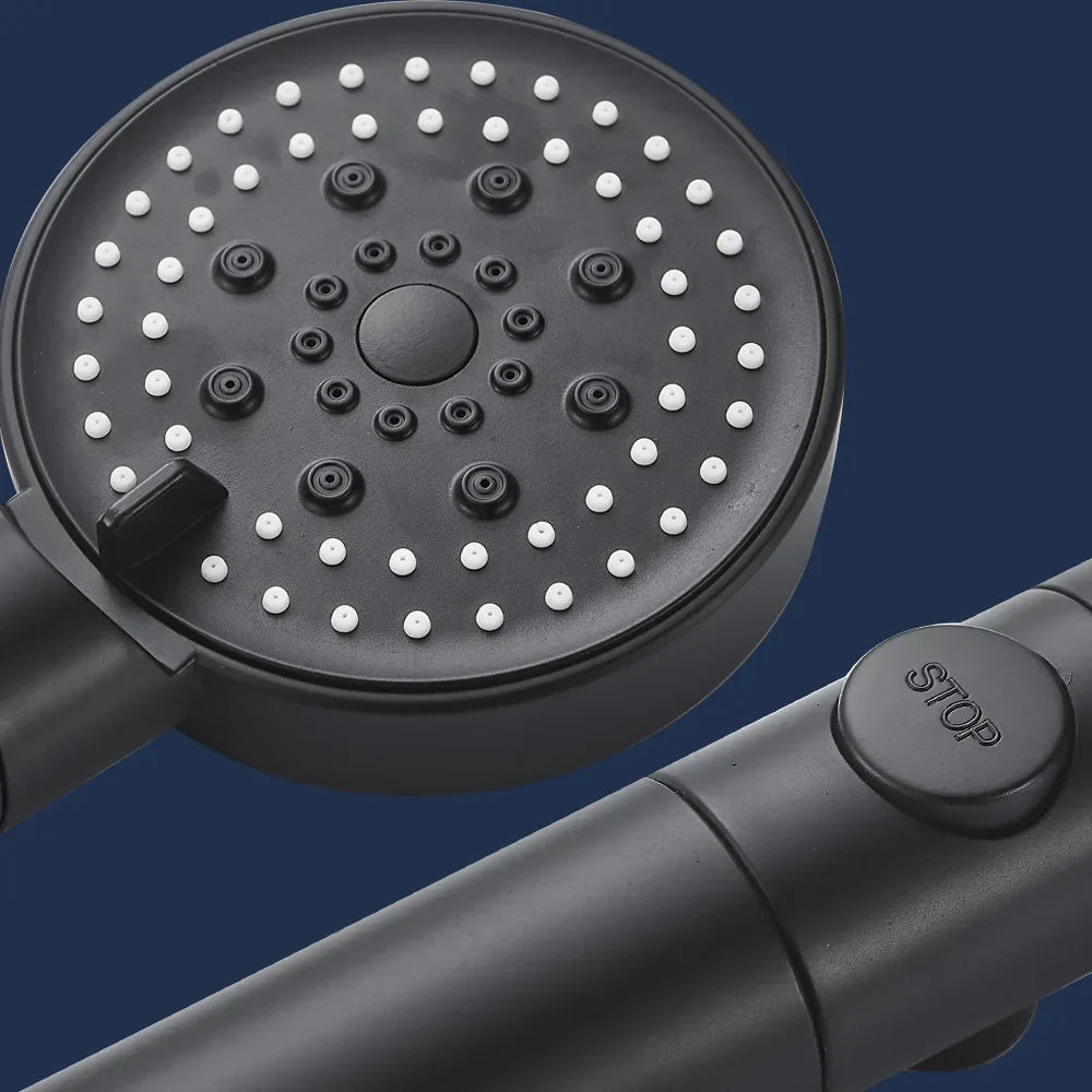 DecorBites™ 5-Function Shower Head with Stop Button, 10cm Panel, Silicone Gel Holes