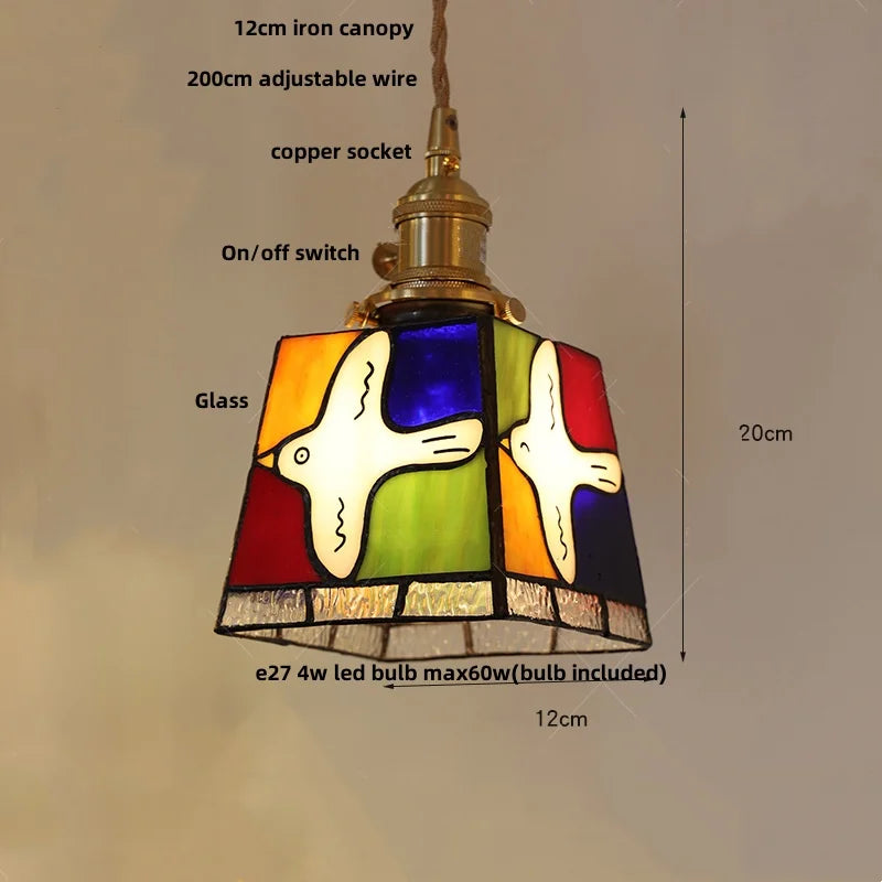 DecorBites™ Cube LED Pendant Lamp Walnut Wood Glass Hanging Lights for Restaurant and Bedroom