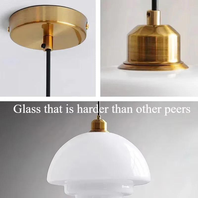 Nordic Cream Glass Pendant Light With Nickel Finish