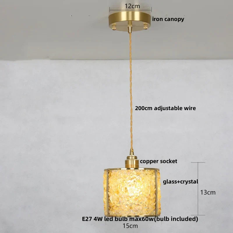 DecorBites™ Crystal Glass LED Pendant: Tiffany Style Hanging Light for Living Room