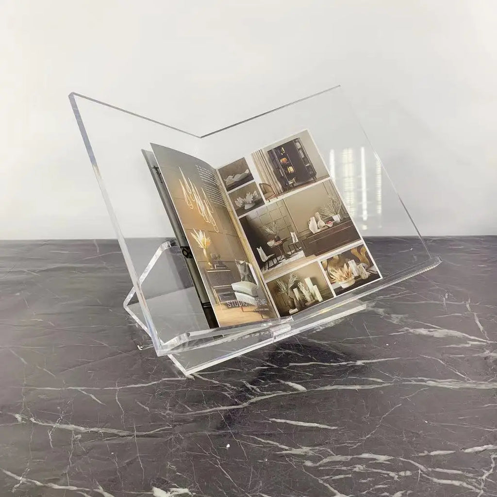 DecorBites™ Acrylic Geometric Bookshelf Magazine Rack Desktop Organizer Home Decor Storage