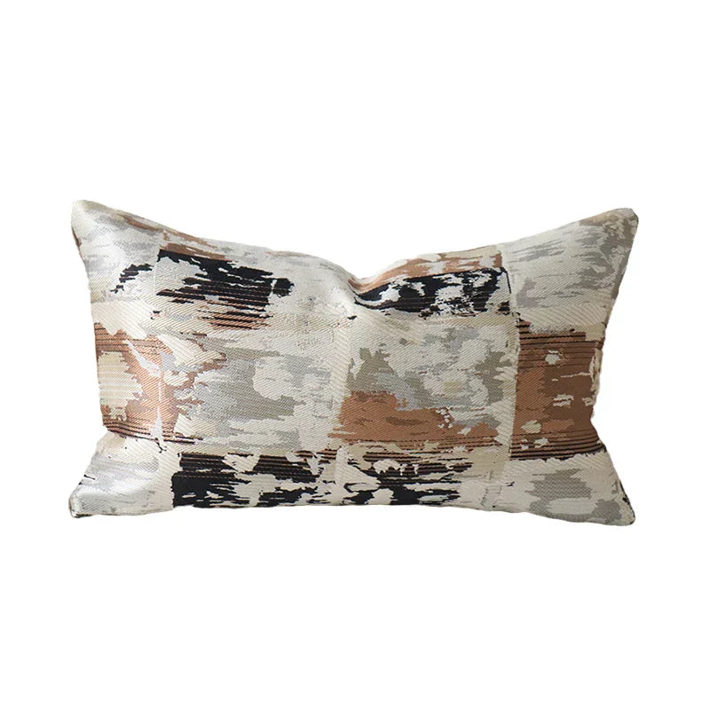 DecorBites™ Convex Rings Geometry Jacquard Pillowcase Cappuccino Luxury Cushion Cover