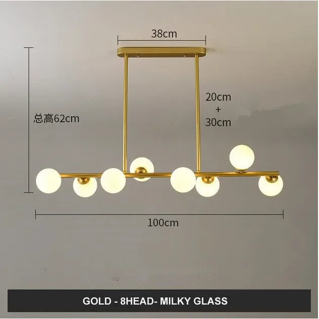 DecorBites™ Glass Balls Chandelier: Stylish Suspension Lighting for Dining Room, Kitchen, and Office