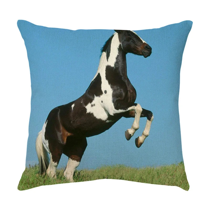 DecorBites™ Galloping Horse Pillowcase: Wild Horse Print Linen Cushion Cover for Home Decoration