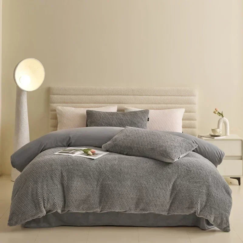 DecorBites™ 2024 Winter Fleece Bedding Set King Queen Twin Double Duvet Cover Kit