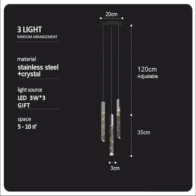 DecorBites™ Crystal Column LED Chandelier: Luxury Pendant Lamp for Staircase, Modern Home Decor Lighting