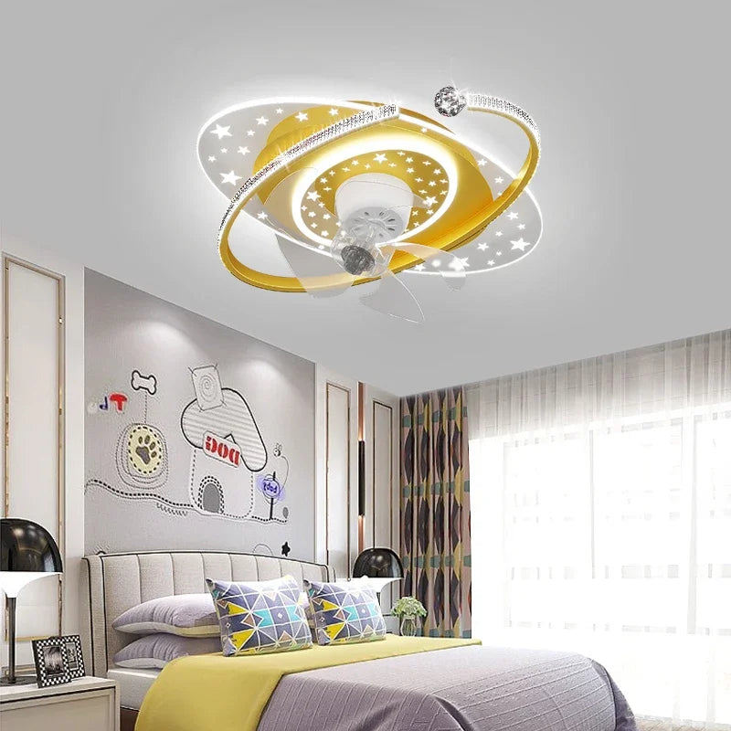مروحة سقف بإنارة DecorBites™ مع دوران 360 درجة - هادئة وأنيقة لديكور المنزل