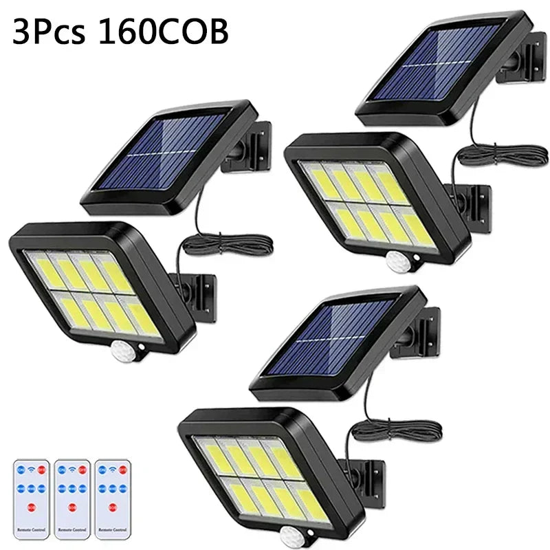 DecorBites™ 160COB Solar Outdoor Wall Lights Motion Sensor Remote Control Garden Street