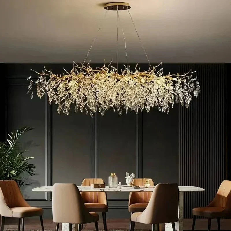 DecorBites™ Golden Branch Ceiling Chandelier with Crystal LED - Luxury Modern Design for Living Room