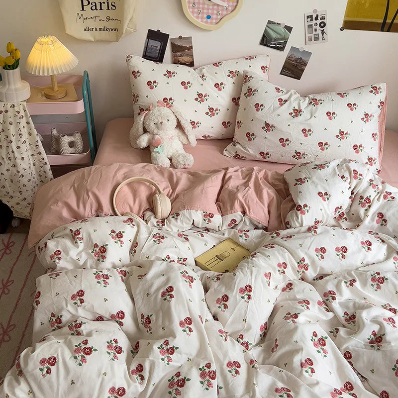 غطاء لحاف فردي بتصميم زهور كورية من DecorBites™: راحة مميزة، لجميع الفصول، لطيف على البشرة