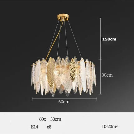 ثريا زجاجية ذهبية بإضاءة ليد من DecorBites™ لغرفة الطعام والمعيشة وغرفة النوم_الكلمة الرئيسية: مصابيح متدلية