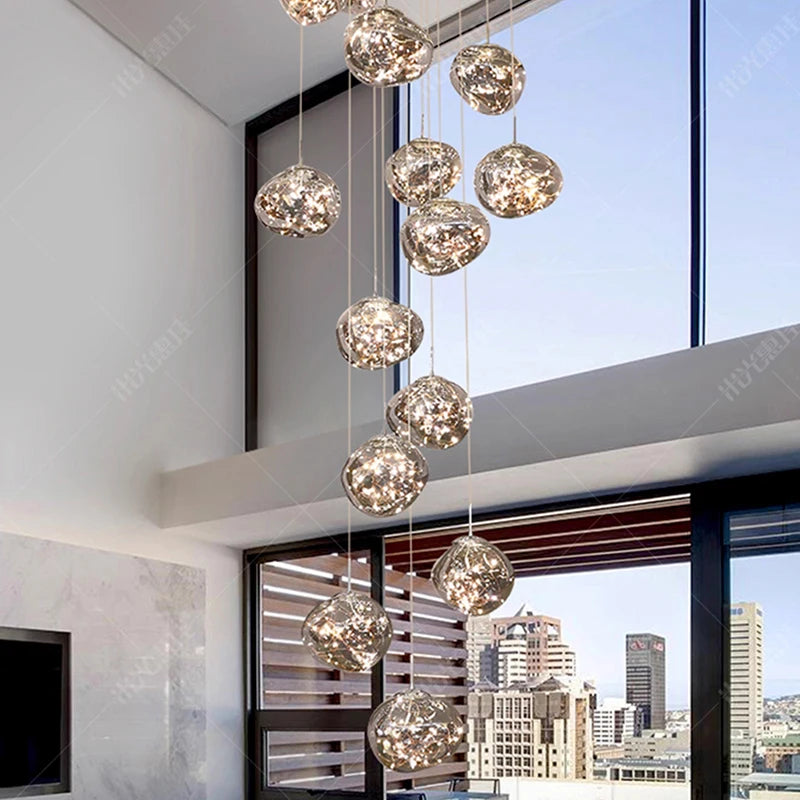 Modern Glass Staircase Pendant Chandelier