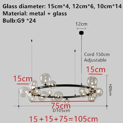 DecorBites™ Clear Glass LED Chandelier: Modern Nordic Hall Parlor Lighting Fixture
