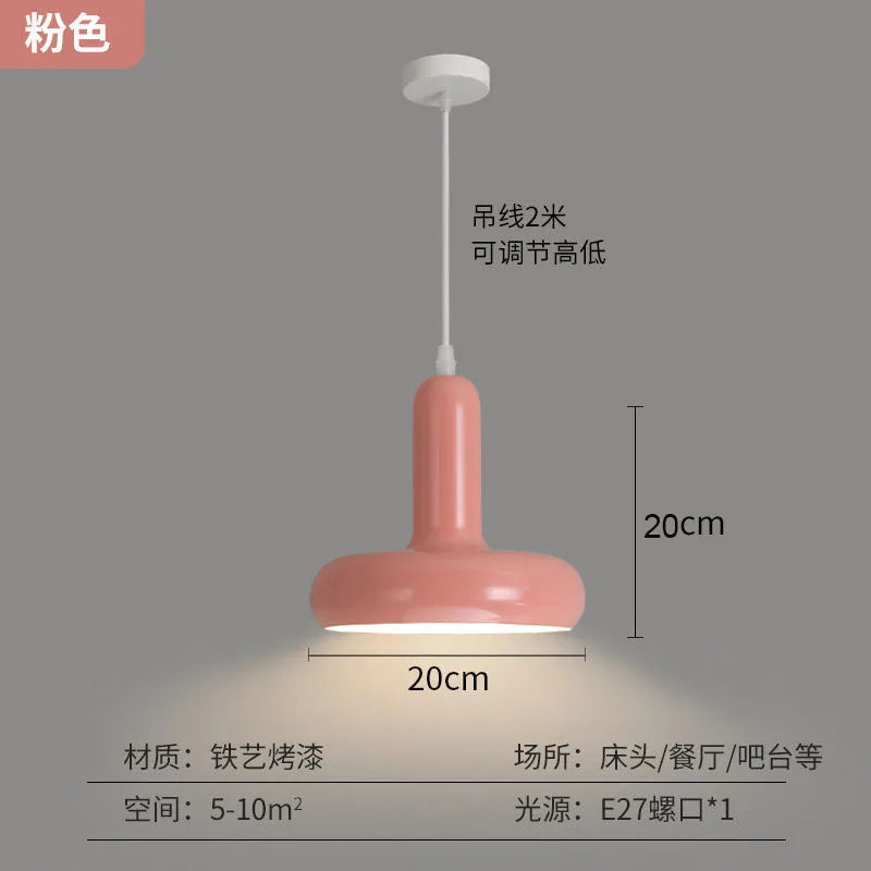 Nordic Cream Mushroom Pendant Light in Painted Aluminum
