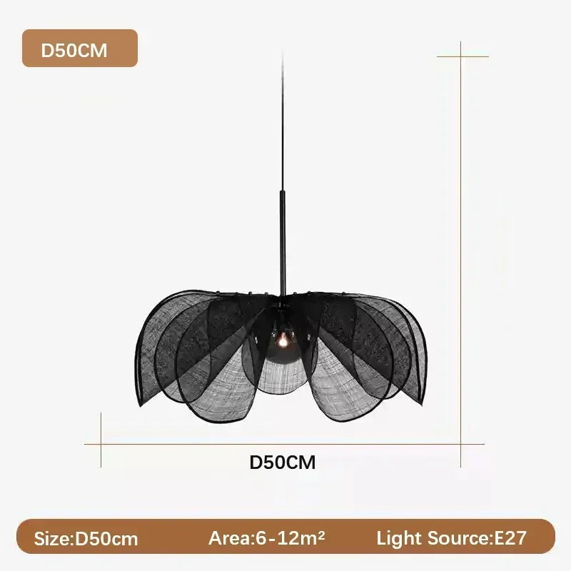 Wabi-Sabi Fabric Flower Pendant Light