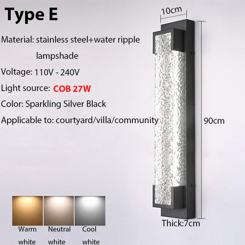 DecorBites™ Dimmable LED Stainless Steel Outdoor Wall Sconce for Villa Garage Garden Courtyard