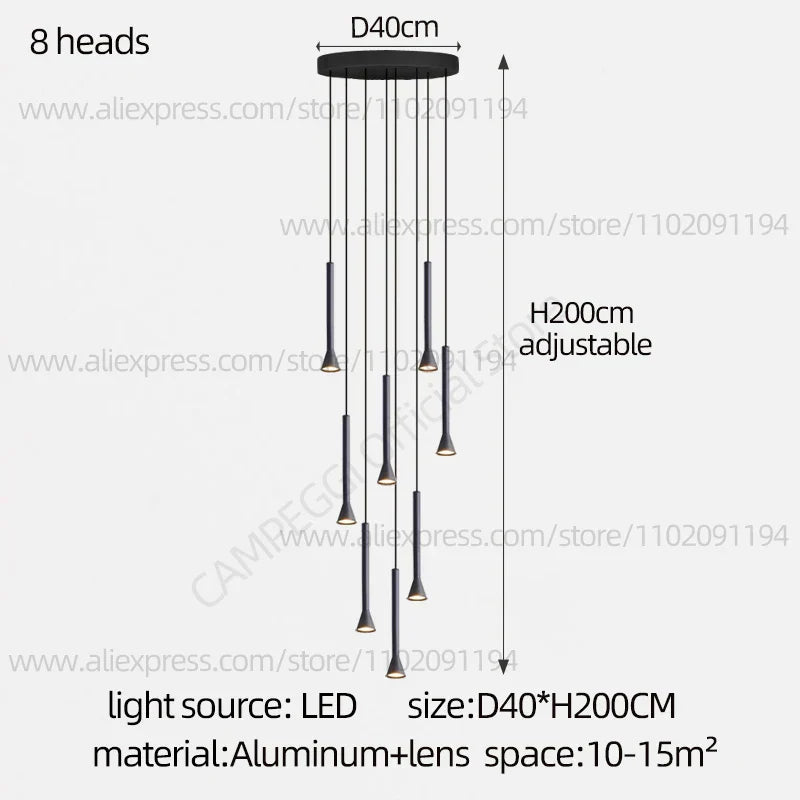 DecorBites™ Horn-Shaped Nordic Pendant Lamp for Modern Living Room and Staircase