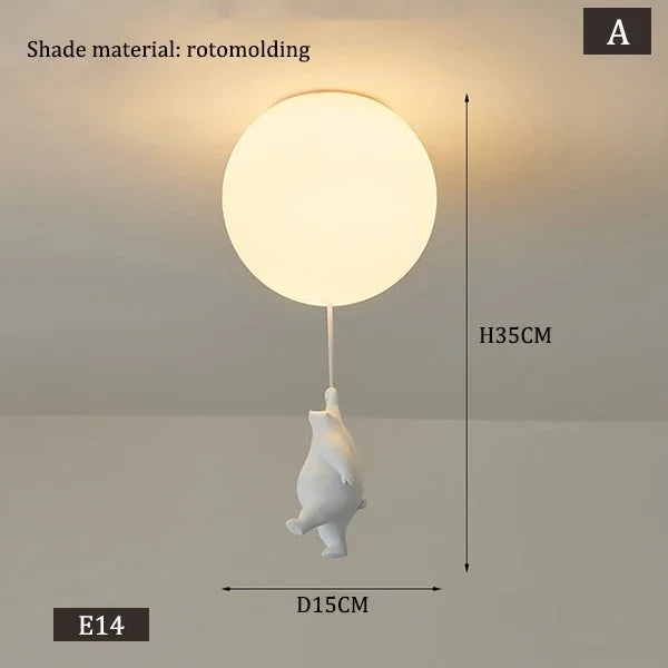 Polar Bear Resin Pendant Light for Kids Spaces