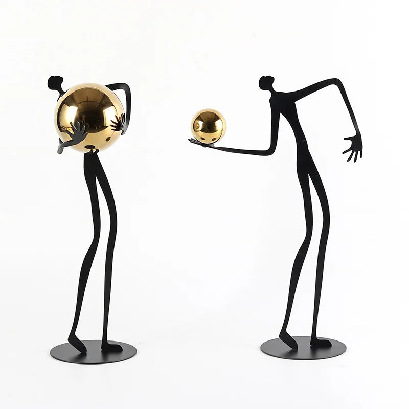 DecorBites™ تمثال معدني ذهبي لتزيين المنزل