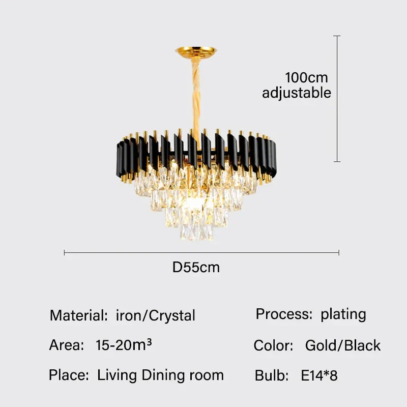 DecorBites™ Crystal LED Pendant Chandelier: Modern Luxury Living Room Dining Lighting Fixture
