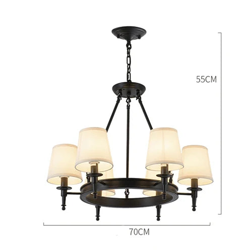 DecorBites™ Country Retro Chandelier Fabric Lampshade Ceiling Pendant Light for Home Indoor Decor