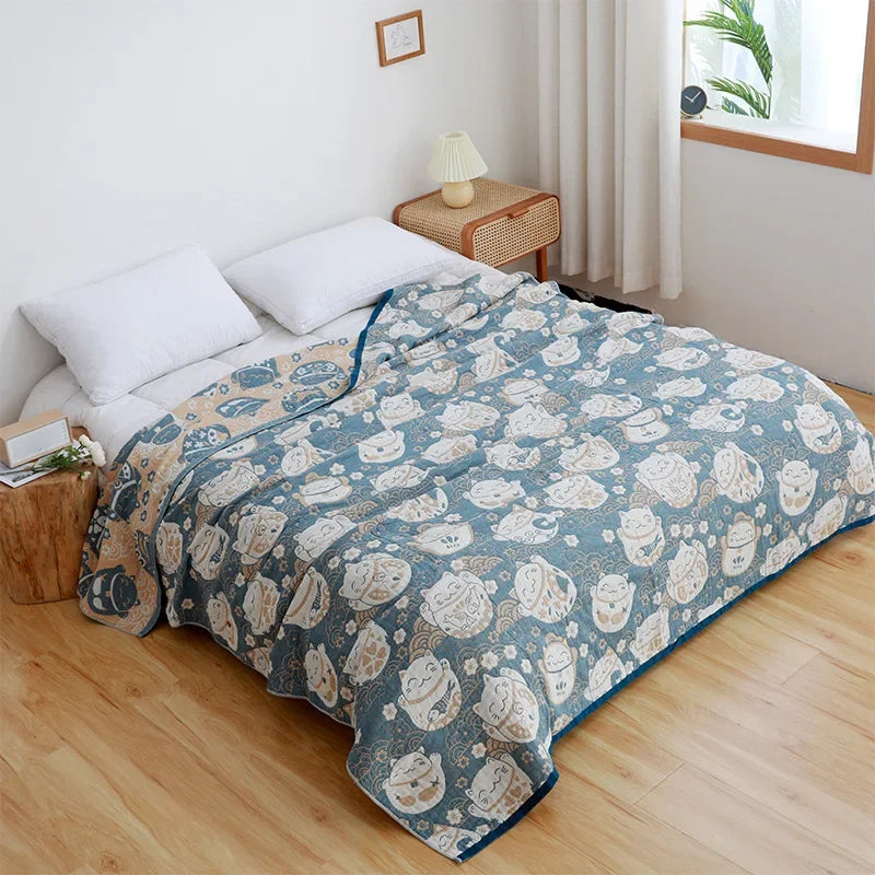 DecorBites™ 100% Cotton Nordic Throw Blanket - Soft Gauze Bedspread for Bedroom & Sofa