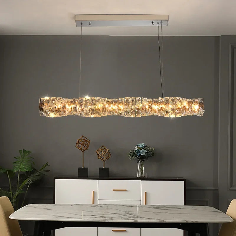 Lustre Plafonnier Suspendu LED en Cristal DecorBites™ pour Îlot de Cuisine, Salle à Manger et Salon