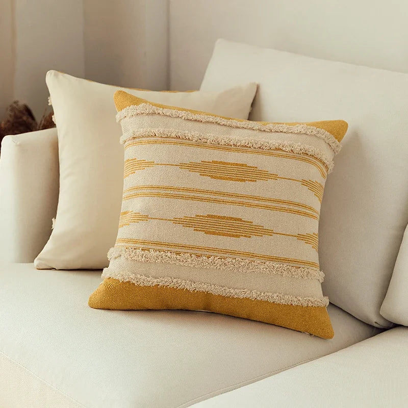 DecorBites™ Geometric Tufted Tufted Cushion Cover Set 45x45cm, Moroccan Style Handmade