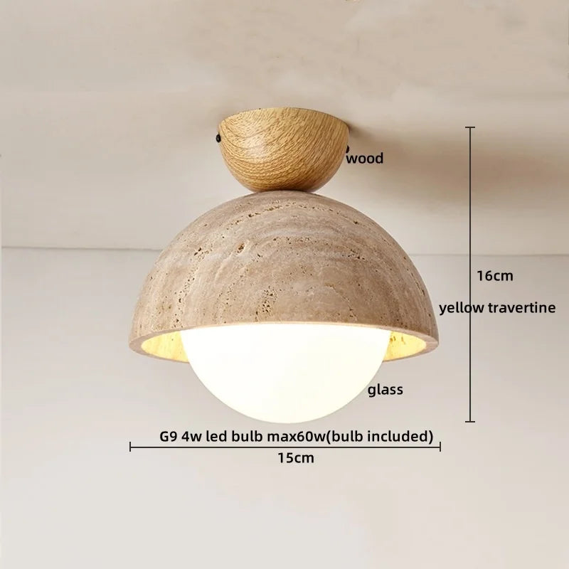 DecorBites™ LED Wood Ceiling Light: Natural Yellow Travertine, Modern Nordic Design