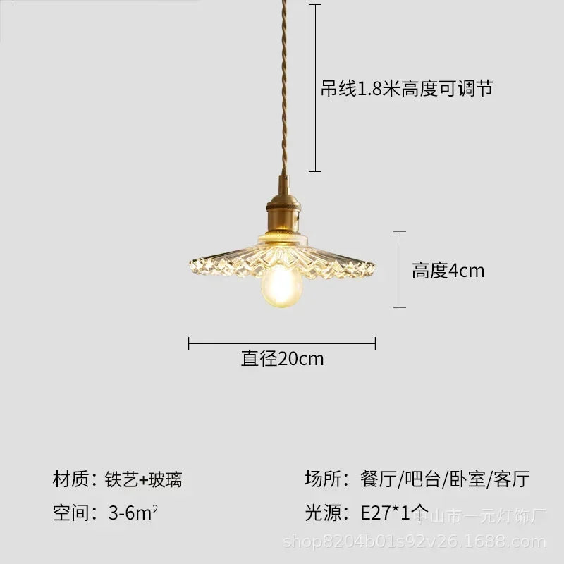 Retro Floral Glass Pendant Light