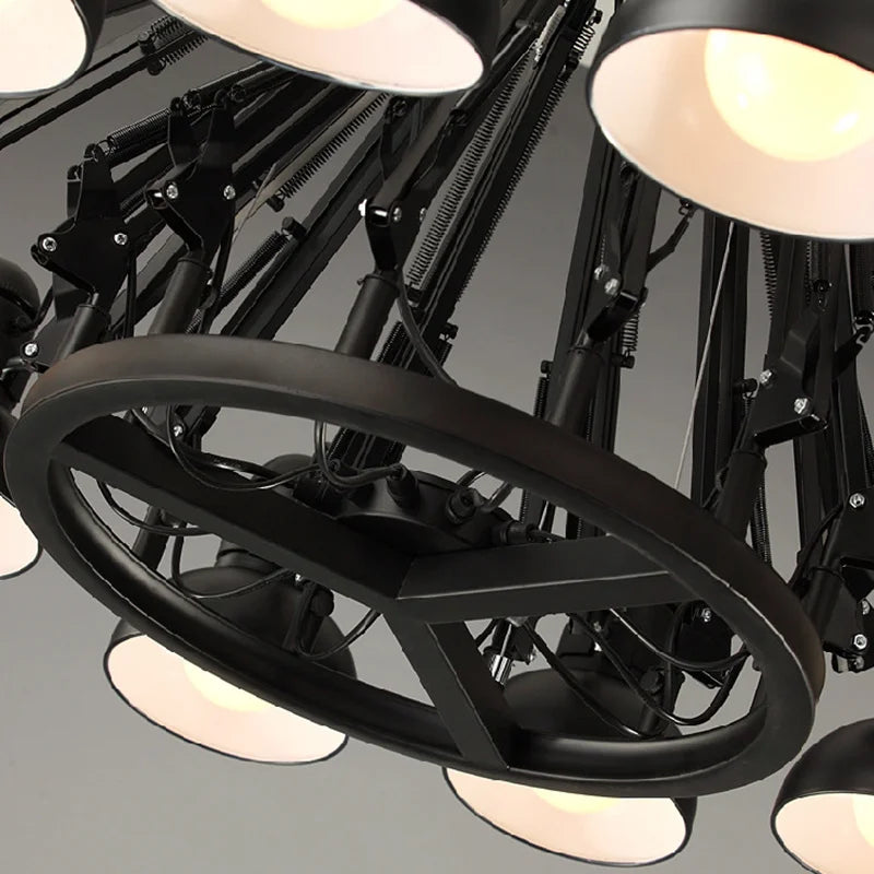 DecorBites™ Industrial Spider Ceiling Lamp Black White Adjustable E27 Fixture Light