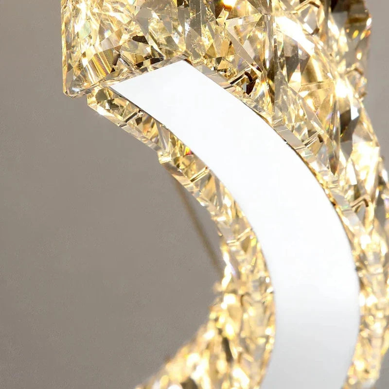 Lustre de plafond en cristal DecorBites™, éclairage intérieur LED miroir en acier inoxydable
