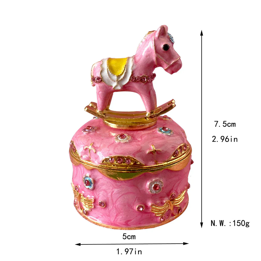 DecorBites™ Crystal Animal Figurines Trinket Box Hand Painted Ring Holder Dresser Decor Wedding Gift