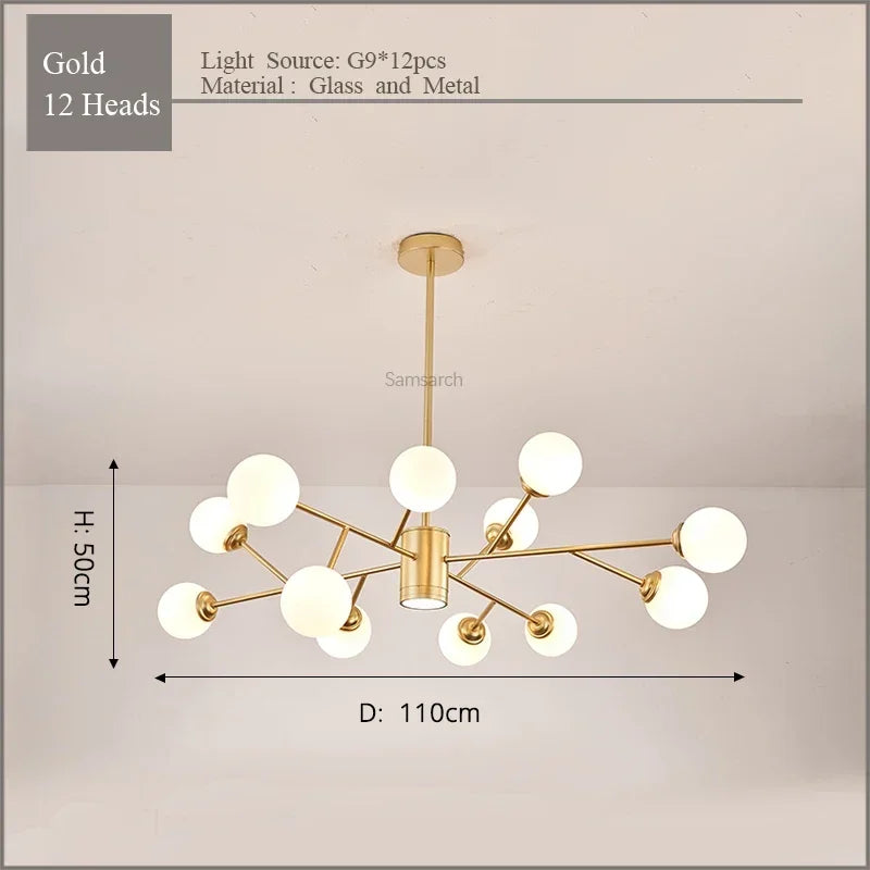 DecorBites™ ثريا سقف LED ذهبية سوداء لغرفة المعيشة وغرفة النوم تركيبات الإضاءة